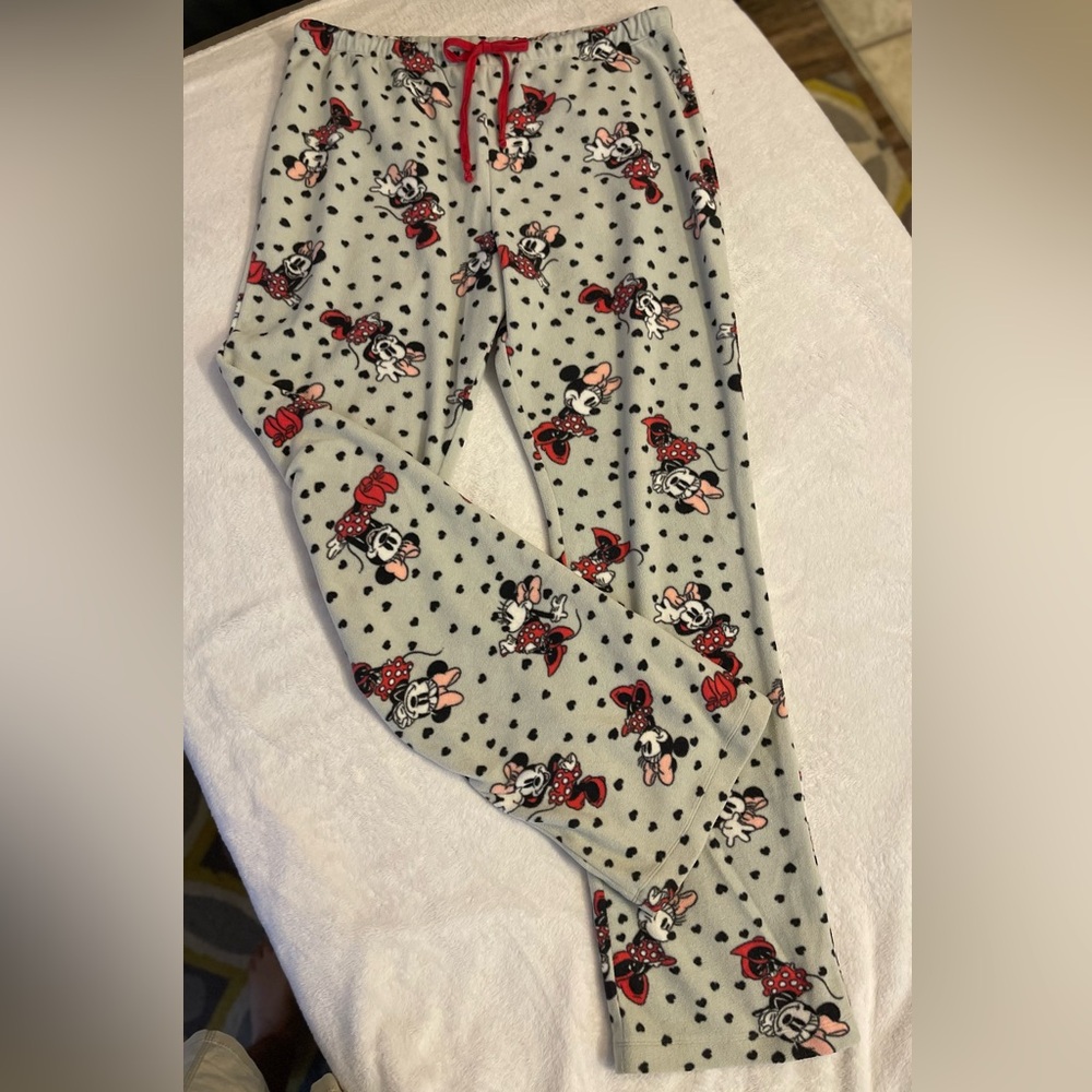 Disney Minnie Mouse Gray and Red Fleece Pajama pants
